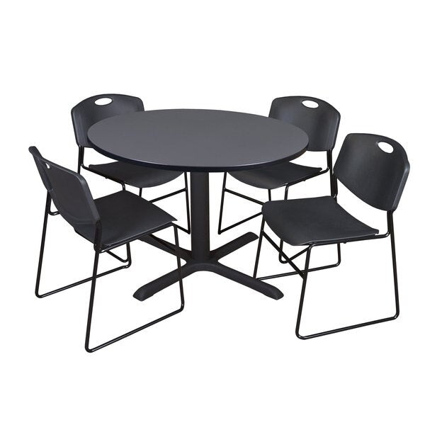 Round Tables > Breakroom Tables > Cain Round Table & Chair Sets, 48 W, 48 L, 29 H, Grey