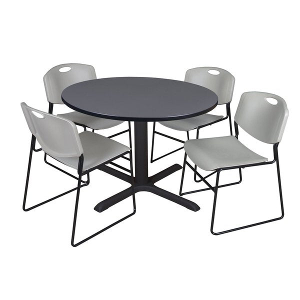 Round Tables > Breakroom Tables > Cain Round Table & Chair Sets, 48 W, 48 L, 29 H, Grey