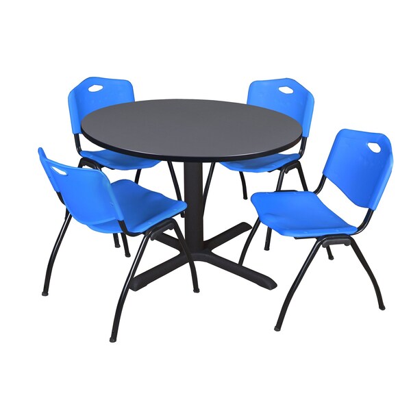 Round Tables > Breakroom Tables > Cain Round Table & Chair Sets, 48 W, 48 L, 29 H, Grey
