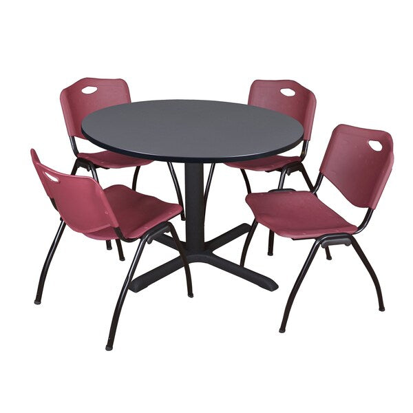 Round Tables > Breakroom Tables > Cain Round Table & Chair Sets, 48 W, 48 L, 29 H, Grey