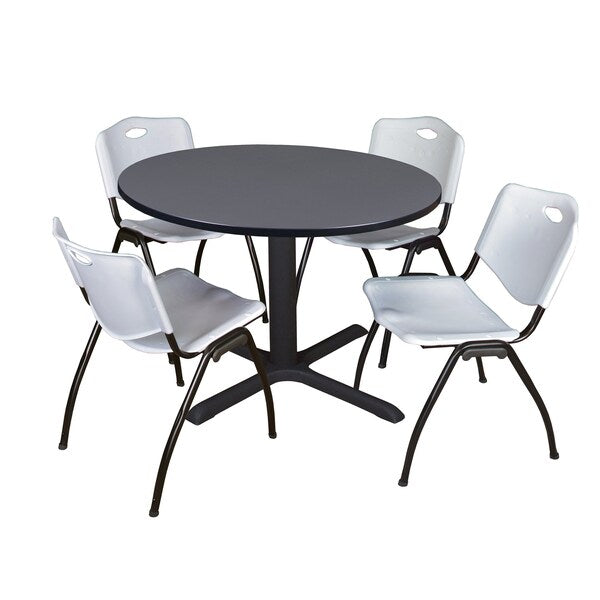 Round Tables > Breakroom Tables > Cain Round Table & Chair Sets, 48 W, 48 L, 29 H, Grey