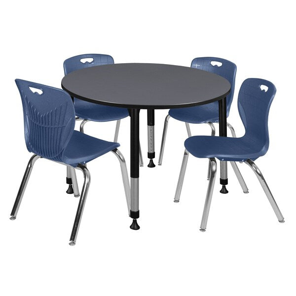 Tables > Height Adjustable > Round Table & Chair Sets, 48 X 48 X 23-34