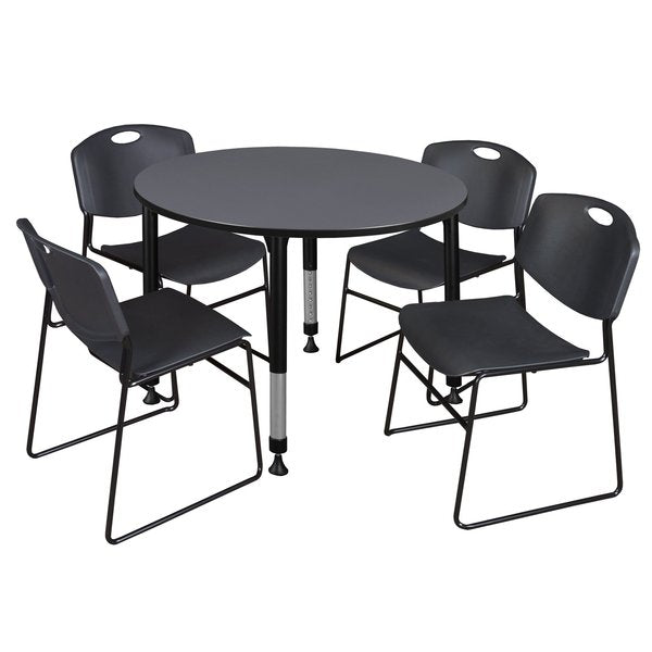 Tables > Height Adjustable > Round Table & Chair Sets, 48 X 48 X 23-34