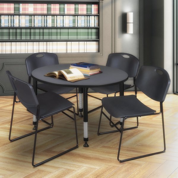 Tables > Height Adjustable > Round Table & Chair Sets, 48 X 48 X 23-34