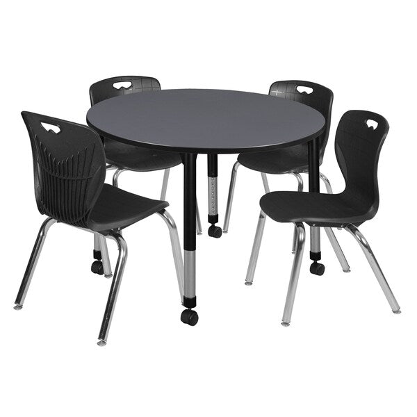 Tables > Height Adjustable > Round Mobile Table & Chair Sets, 48 X 48 X 23-34