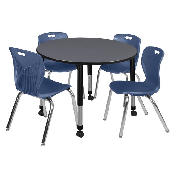 Tables > Height Adjustable > Round Mobile Table & Chair Sets, 48 X 48 X 23-34