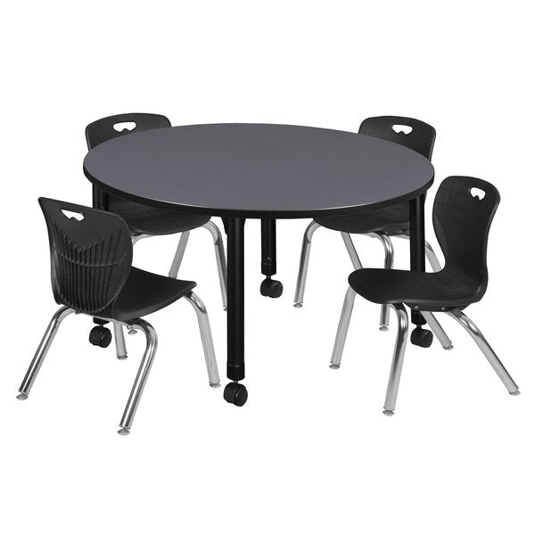 Tables > Height Adjustable > Round Mobile Table & Chair Sets, 48 X 48 X 23-34