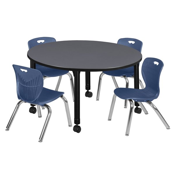 Tables > Height Adjustable > Round Mobile Table & Chair Sets, 48 X 48 X 23-34