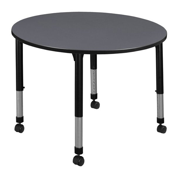 Tables > Height Adjustable > Round Mobile Tables, 48 X 48 X 23-34, Wood|Metal Top