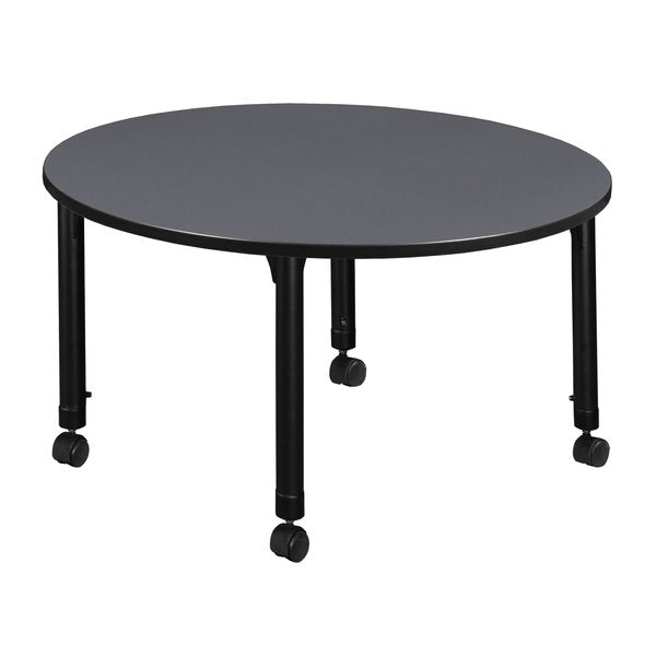 Tables > Height Adjustable > Round Mobile Tables, 48 X 48 X 23-34, Wood|Metal Top