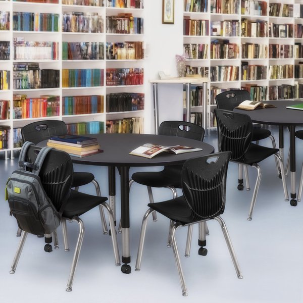 Tables > Height Adjustable > Round Mobile Tables, 48 X 48 X 23-34, Wood|Metal Top