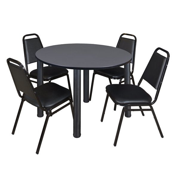 Round Tables > Breakroom Tables > Kee Round Table & Chair Sets, 48 W, 48 L, 29 H, Grey