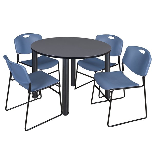 Round Tables > Breakroom Tables > Kee Round Table & Chair Sets, 48 W, 48 L, 29 H, Grey