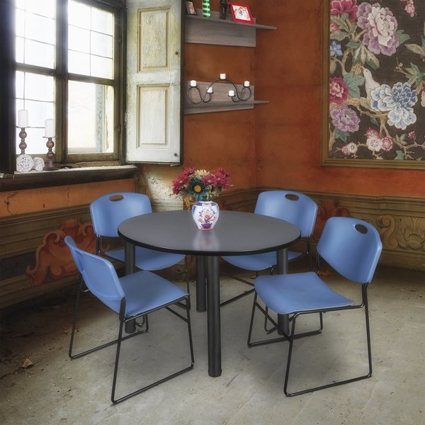 Round Tables > Breakroom Tables > Kee Round Table & Chair Sets, 48 W, 48 L, 29 H, Grey