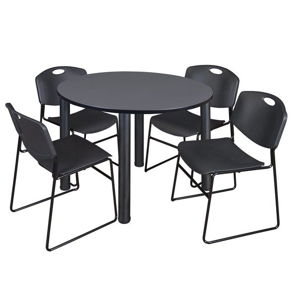 Round Tables > Breakroom Tables > Kee Round Table & Chair Sets, 48 W, 48 L, 29 H, Grey