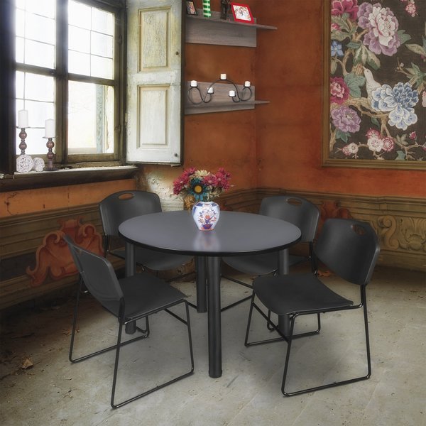 Round Tables > Breakroom Tables > Kee Round Table & Chair Sets, 48 W, 48 L, 29 H, Grey