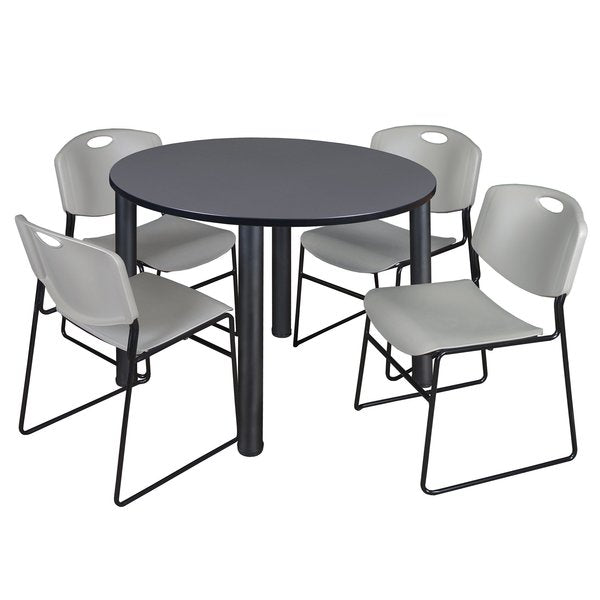 Round Tables > Breakroom Tables > Kee Round Table & Chair Sets, 48 W, 48 L, 29 H, Grey