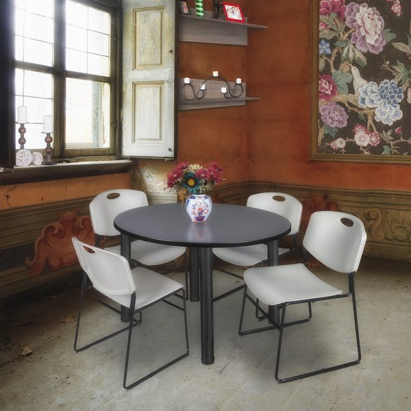 Round Tables > Breakroom Tables > Kee Round Table & Chair Sets, 48 W, 48 L, 29 H, Grey