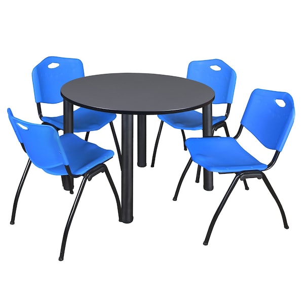 Round Tables > Breakroom Tables > Kee Round Table & Chair Sets, 48 W, 48 L, 29 H, Grey