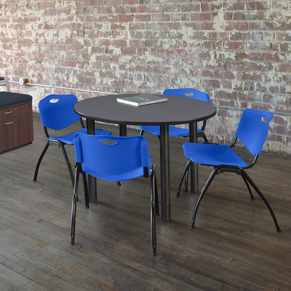 Round Tables > Breakroom Tables > Kee Round Table & Chair Sets, 48 W, 48 L, 29 H, Grey