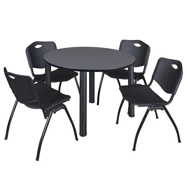Round Tables > Breakroom Tables > Kee Round Table & Chair Sets, 48 W, 48 L, 29 H, Grey