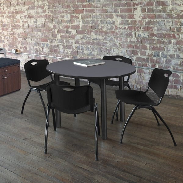 Round Tables > Breakroom Tables > Kee Round Table & Chair Sets, 48 W, 48 L, 29 H, Grey
