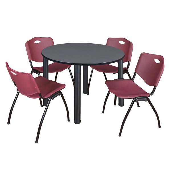 Round Tables > Breakroom Tables > Kee Round Table & Chair Sets, 48 W, 48 L, 29 H, Grey