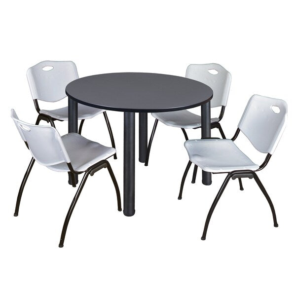 Round Tables > Breakroom Tables > Kee Round Table & Chair Sets, 48 W, 48 L, 29 H, Grey