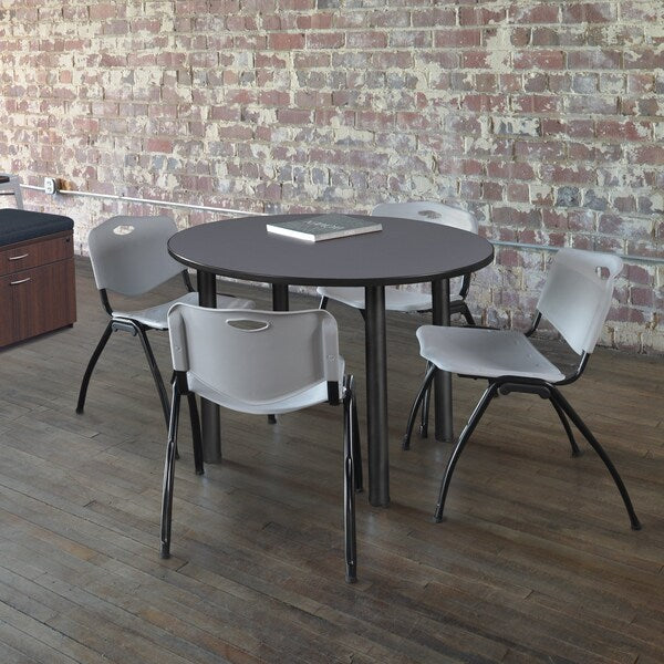 Round Tables > Breakroom Tables > Kee Round Table & Chair Sets, 48 W, 48 L, 29 H, Grey