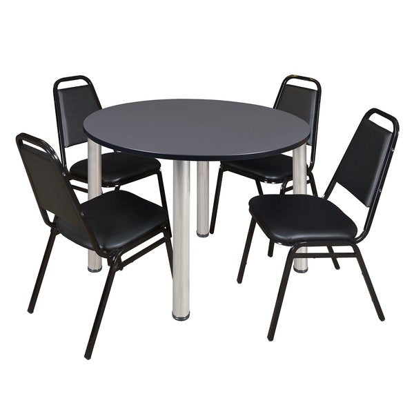 Round Tables > Breakroom Tables > Kee Round Table & Chair Sets, 48 W, 48 L, 29 H, Grey