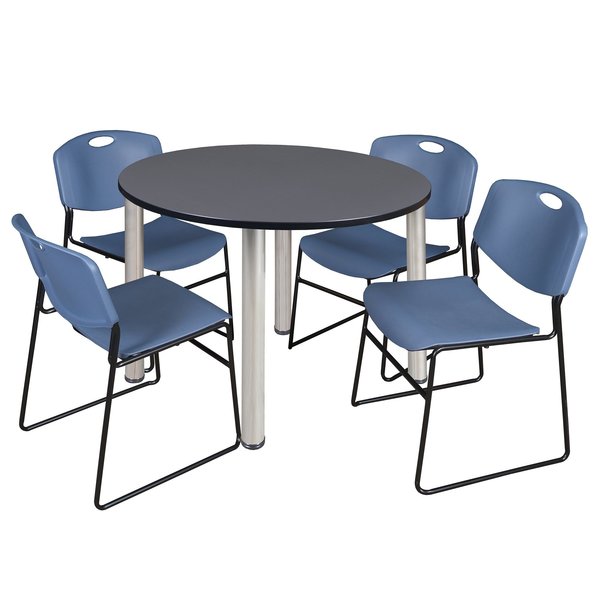 Round Tables > Breakroom Tables > Kee Round Table & Chair Sets, 48 W, 48 L, 29 H, Grey