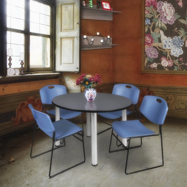Round Tables > Breakroom Tables > Kee Round Table & Chair Sets, 48 W, 48 L, 29 H, Grey