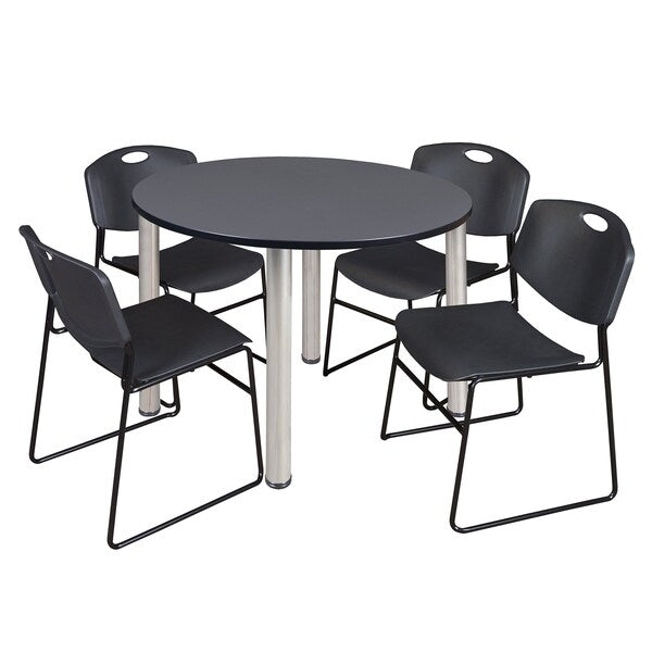 Round Tables > Breakroom Tables > Kee Round Table & Chair Sets, 48 W, 48 L, 29 H, Grey