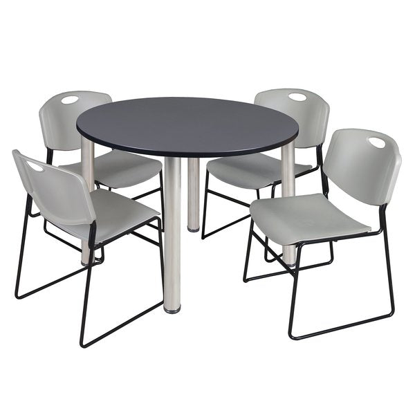 Round Tables > Breakroom Tables > Kee Round Table & Chair Sets, 48 W, 48 L, 29 H, Grey