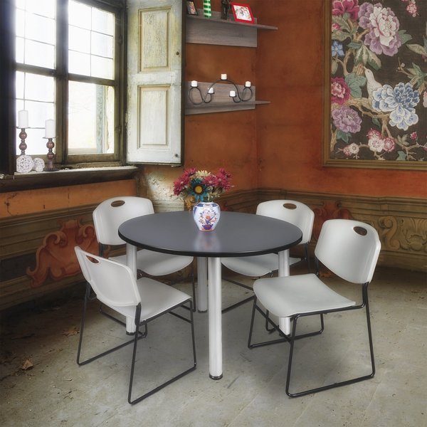 Round Tables > Breakroom Tables > Kee Round Table & Chair Sets, 48 W, 48 L, 29 H, Grey