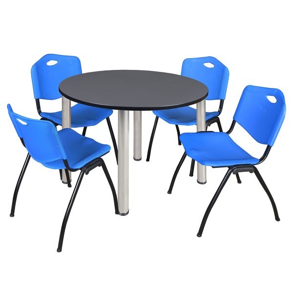 Round Tables > Breakroom Tables > Kee Round Table & Chair Sets, 48 W, 48 L, 29 H, Grey