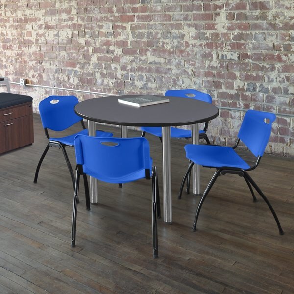Round Tables > Breakroom Tables > Kee Round Table & Chair Sets, 48 W, 48 L, 29 H, Grey