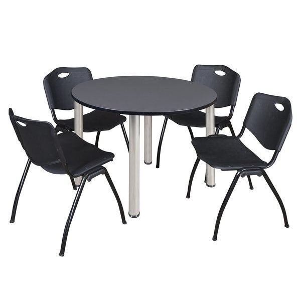 Round Tables > Breakroom Tables > Kee Round Table & Chair Sets, 48 W, 48 L, 29 H, Grey