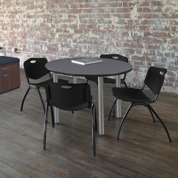 Round Tables > Breakroom Tables > Kee Round Table & Chair Sets, 48 W, 48 L, 29 H, Grey