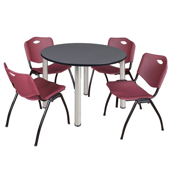 Round Tables > Breakroom Tables > Kee Round Table & Chair Sets, 48 W, 48 L, 29 H, Grey