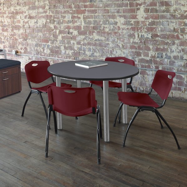Round Tables > Breakroom Tables > Kee Round Table & Chair Sets, 48 W, 48 L, 29 H, Grey