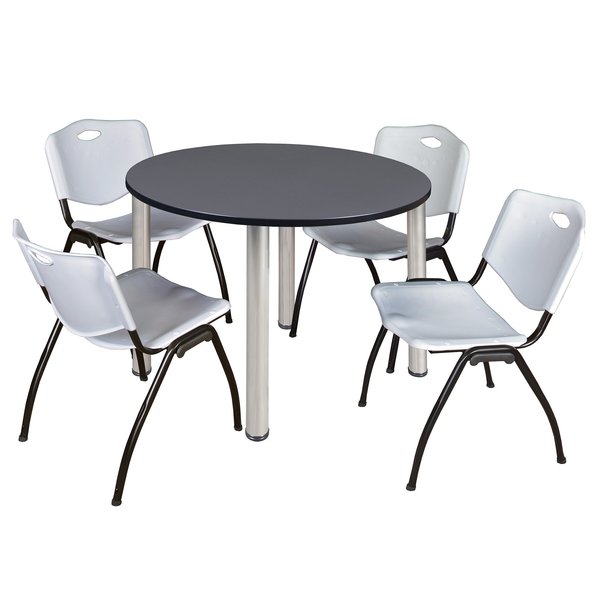 Round Tables > Breakroom Tables > Kee Round Table & Chair Sets, 48 W, 48 L, 29 H, Grey