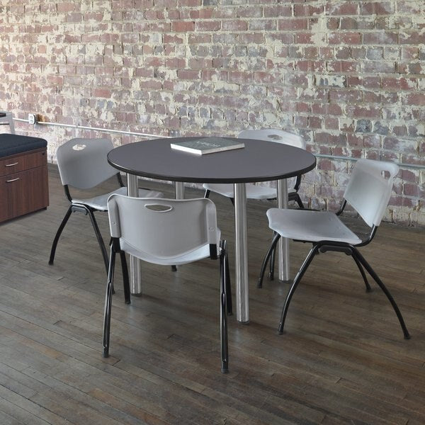 Round Tables > Breakroom Tables > Kee Round Table & Chair Sets, 48 W, 48 L, 29 H, Grey