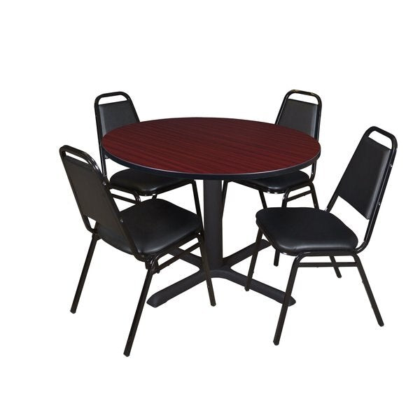 Round Tables > Breakroom Tables > Cain Round Table & Chair Sets, 48 W, 48 L, 29 H, Mahogany