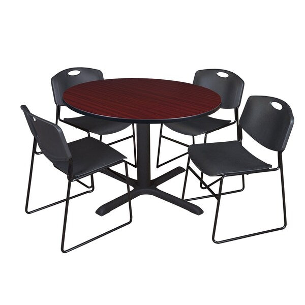 Round Tables > Breakroom Tables > Cain Round Table & Chair Sets, 48 W, 48 L, 29 H, Mahogany