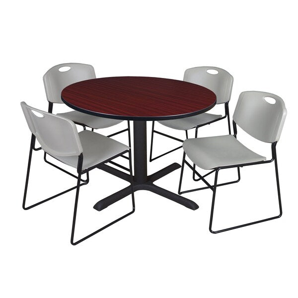 Round Tables > Breakroom Tables > Cain Round Table & Chair Sets, 48 W, 48 L, 29 H, Mahogany