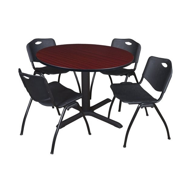 Round Tables > Breakroom Tables > Cain Round Table & Chair Sets, 48 W, 48 L, 29 H, Mahogany