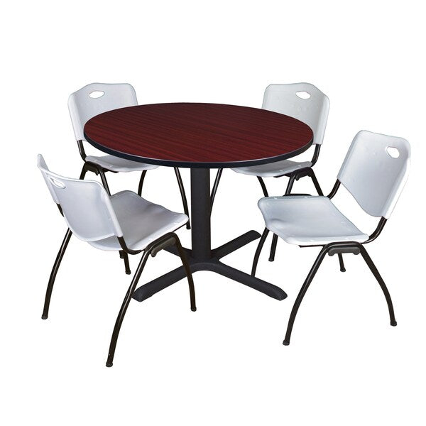 Round Tables > Breakroom Tables > Cain Round Table & Chair Sets, 48 W, 48 L, 29 H, Mahogany