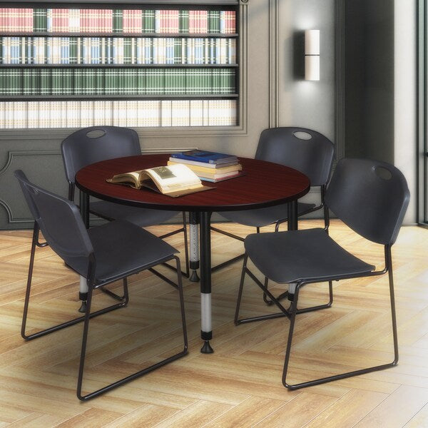Tables > Height Adjustable > Round Table & Chair Sets, 48 X 48 X 23-34