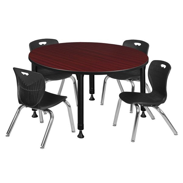 Tables > Height Adjustable > Round Table & Chair Sets, 48 X 48 X 23-34